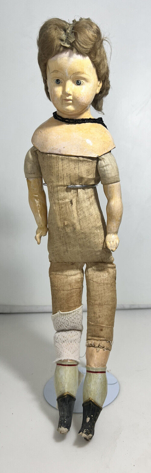 Antique 1800’s  Papier-Mâché  Wax Over