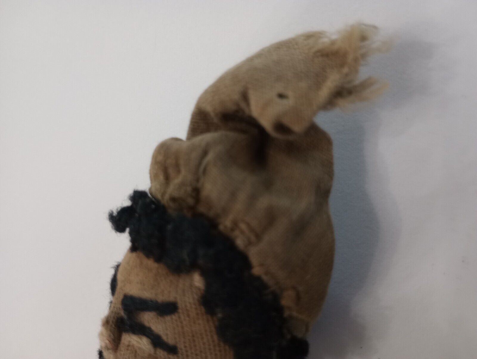 1800's Antique Saw Dust Cloth Candlewicking Jester Slave Doll Primitive Folk