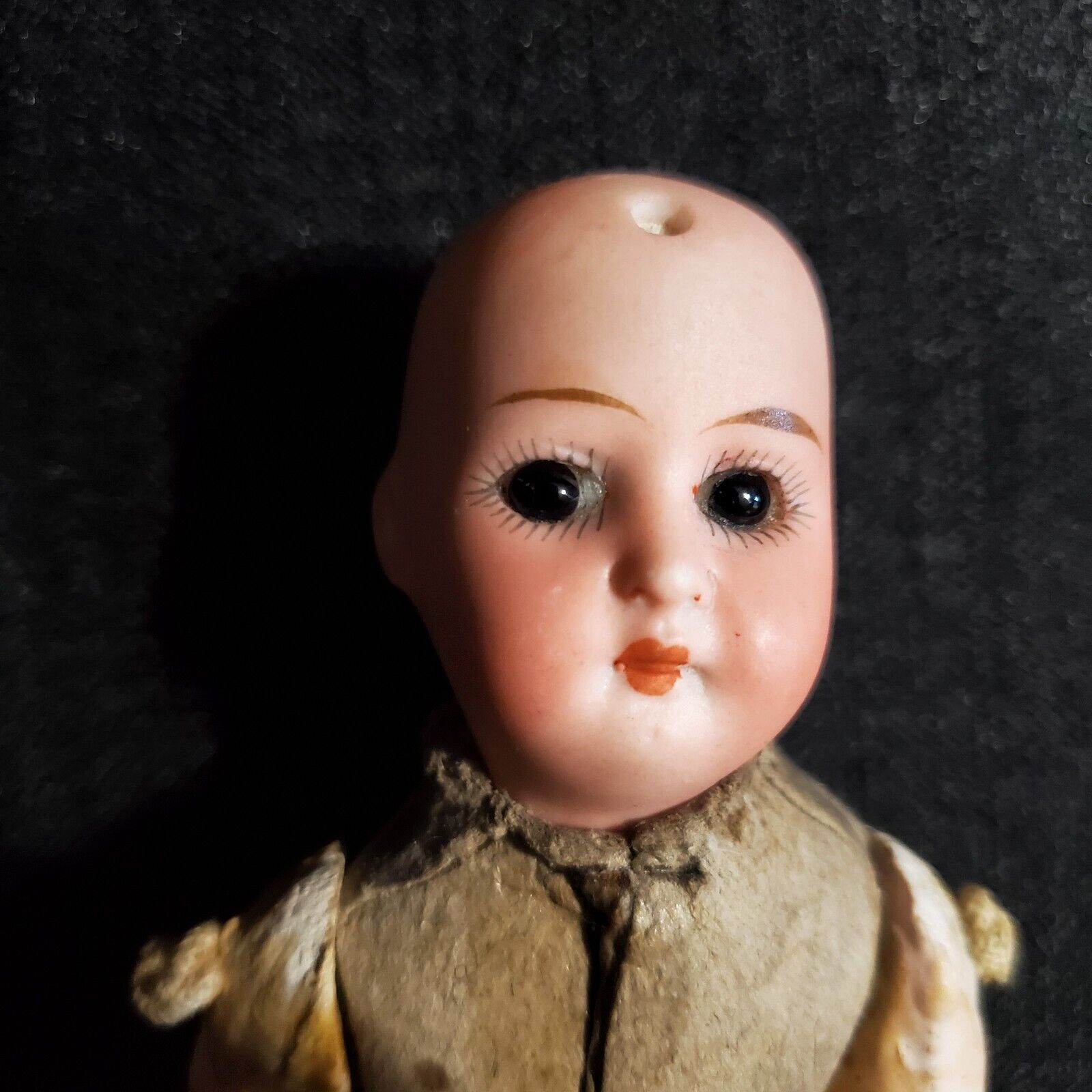 Antique 1800's Germany 6" Bisque Head Doll Cardboard Composition Body