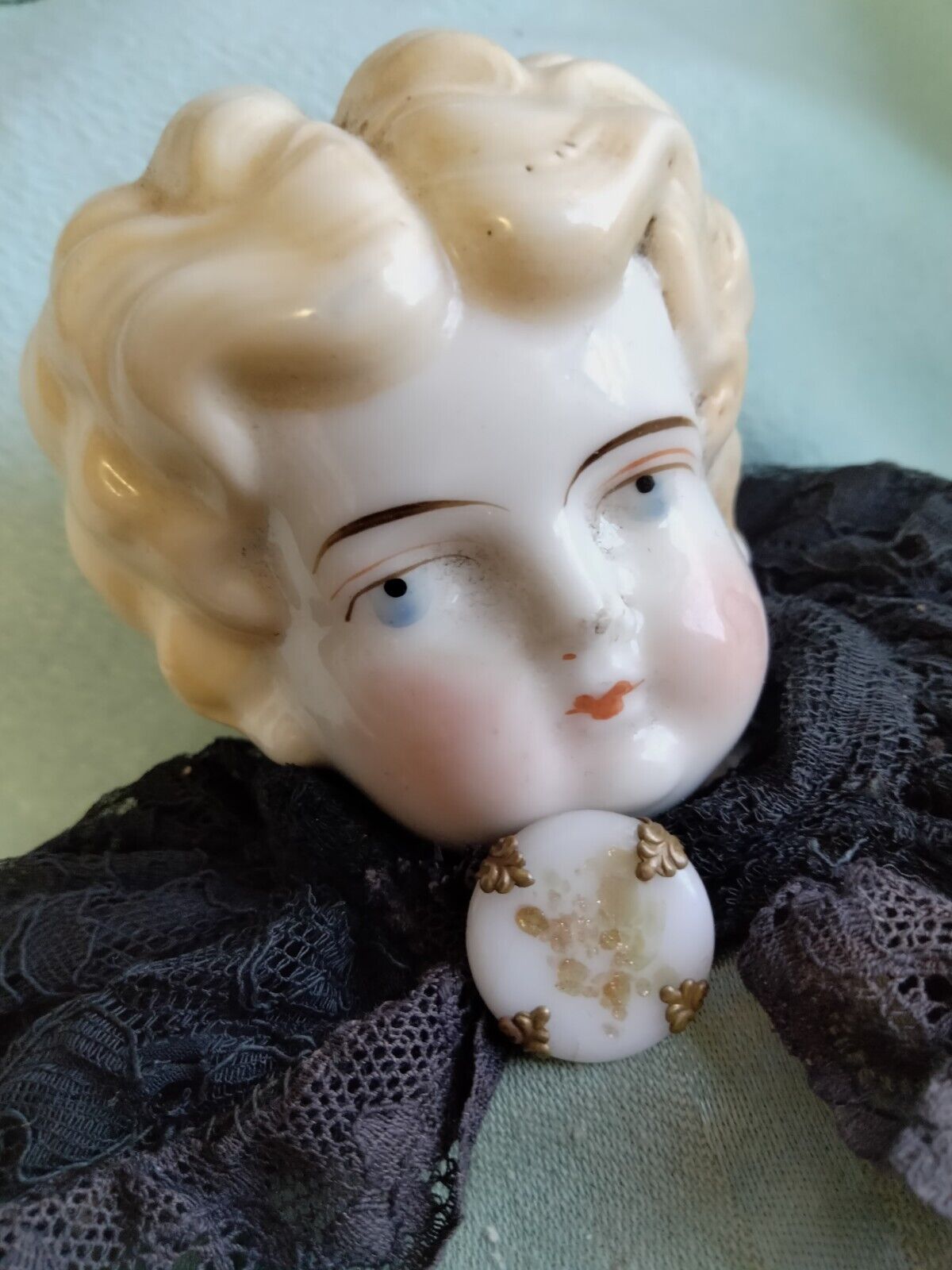 💙Antique 1800s Hertwig German 20"🍃🥀Blonde Lowbrow China Head Doll🥀🍃PLZ READ