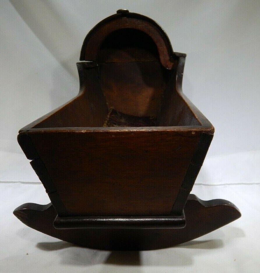 ANTIQUE PRIMITIVE DOLL 1800s Handmade ROCKING CRADLE SN