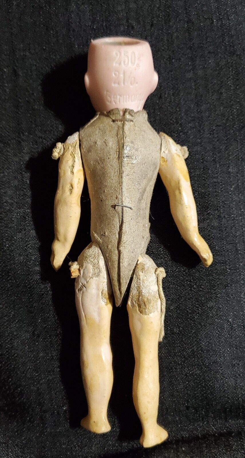 Antique 1800's Germany 6" Bisque Head Doll Cardboard Composition Body