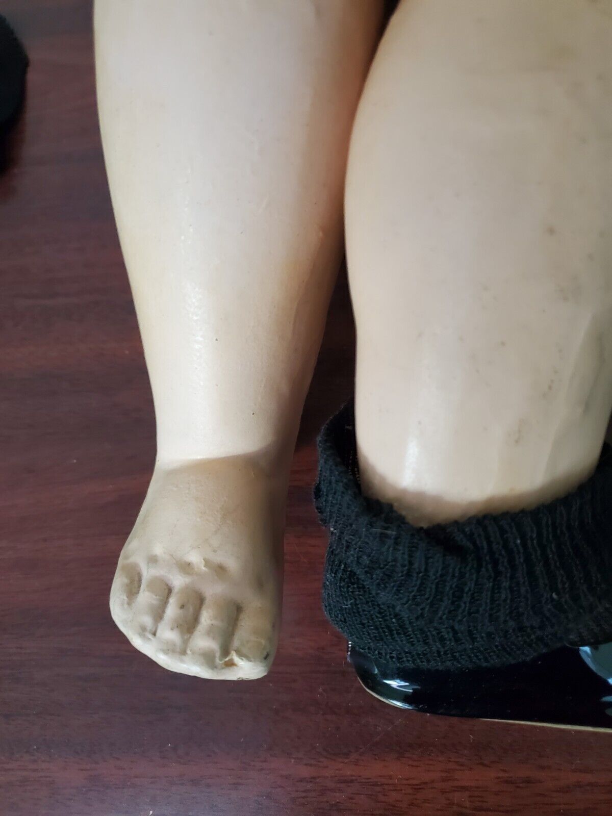 33" Antique 1800s Childrens German Bisque Body Doll Sleeping Eyes Jointed Body