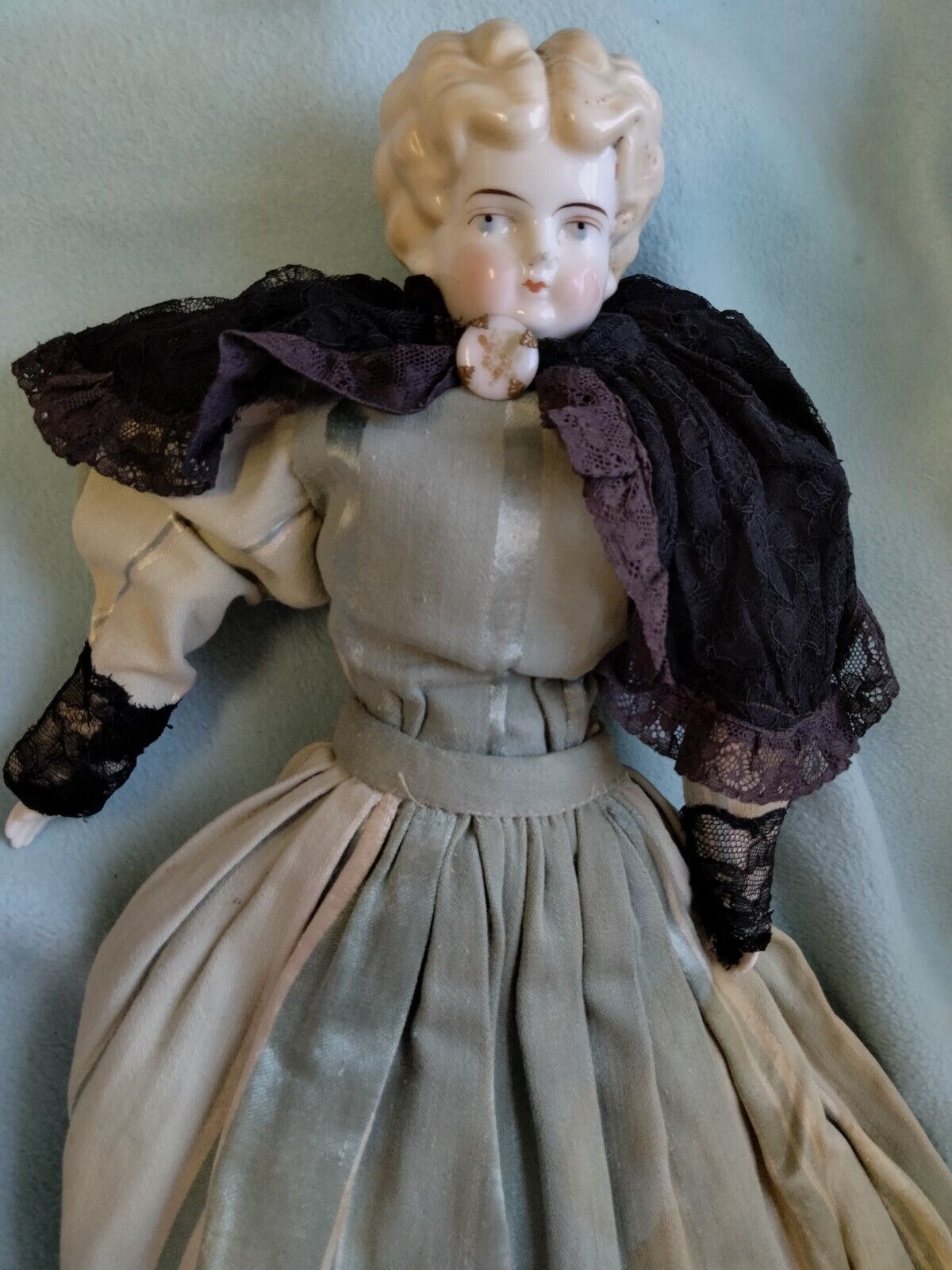 💙Antique 1800s Hertwig German 20"🍃🥀Blonde Lowbrow China Head Doll🥀🍃PLZ READ