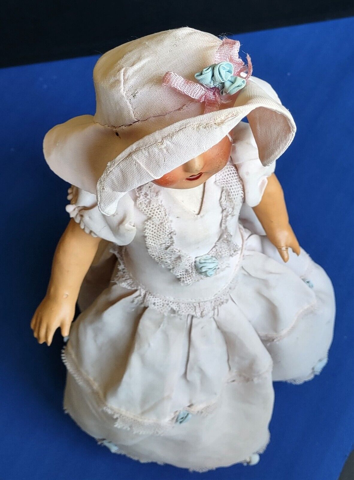 Boudoir Doll Vintage Late 1800s _RARE! TEETH, SUPER SOFT EYELASHES, NOSTRIL DOTS