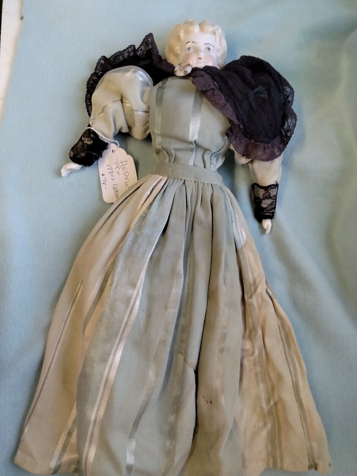 💙Antique 1800s Hertwig German 20"🍃🥀Blonde Lowbrow China Head Doll🥀🍃PLZ READ