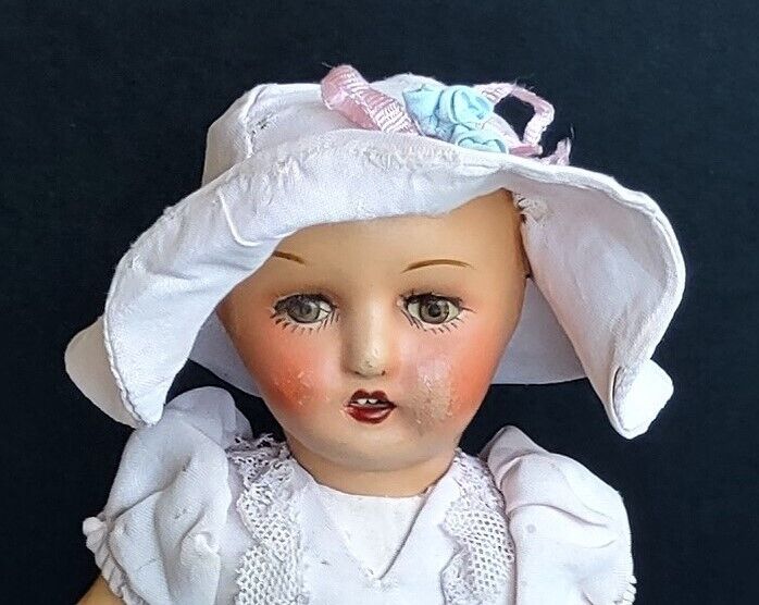 Boudoir Doll Vintage Late 1800s _RARE! TEETH, SUPER SOFT EYELASHES, NOSTRIL DOTS