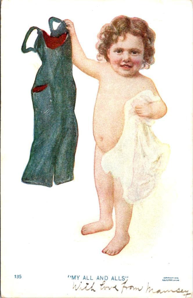 Vintage Comic~Humor MY ALL & ALLS Child With Overalls ca1900's UDB Postcard