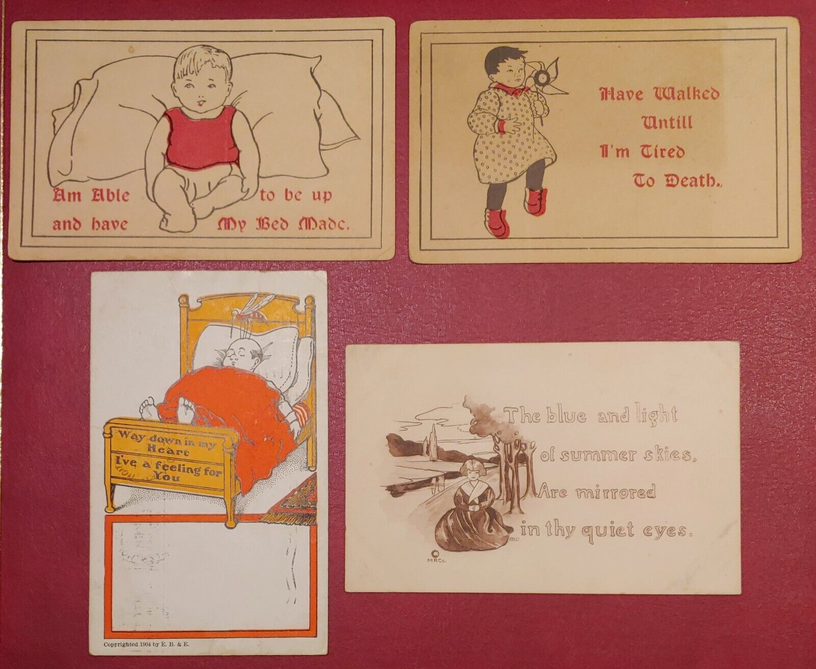 EARLY 1900’S CHILDREN COMIC VINTAGE OLD POSTCARDS LOT OF 4