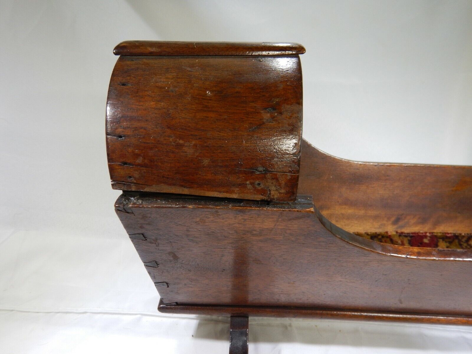 ANTIQUE PRIMITIVE DOLL 1800s Handmade ROCKING CRADLE SN