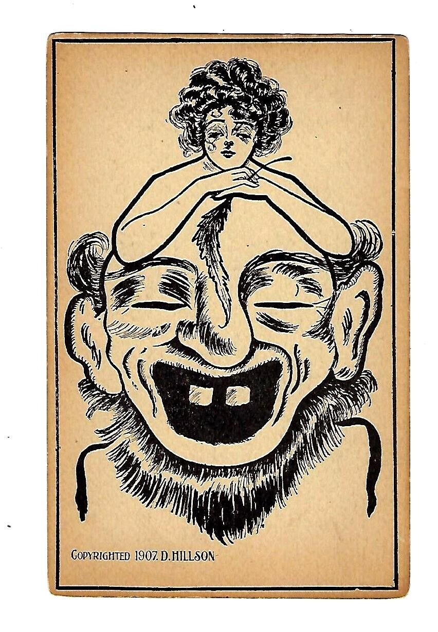 Early 1900's Series #2700 Postcard Art Comics In Black, D. Hillson Unposted