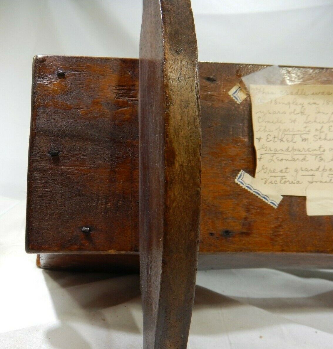 ANTIQUE PRIMITIVE DOLL 1800s Handmade ROCKING CRADLE SN