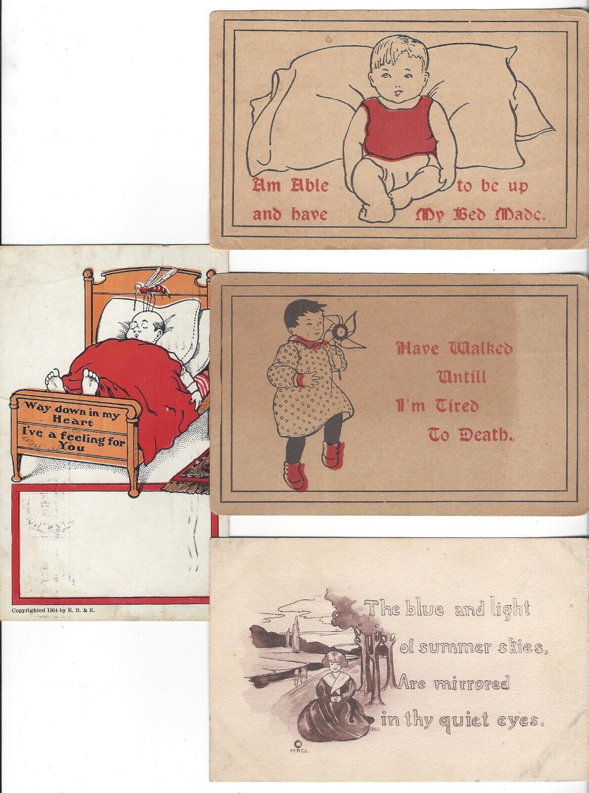 EARLY 1900’S CHILDREN COMIC VINTAGE OLD POSTCARDS LOT OF 4