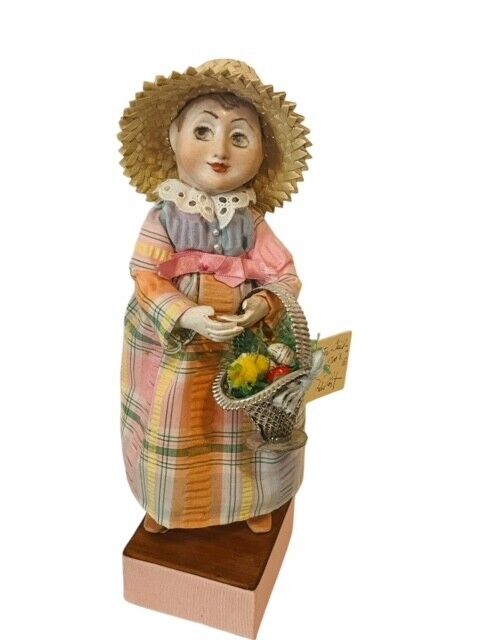 Filis Coit Signed Art Doll Vtg Colorado Artist Figure Easter Child 1700s Basket
