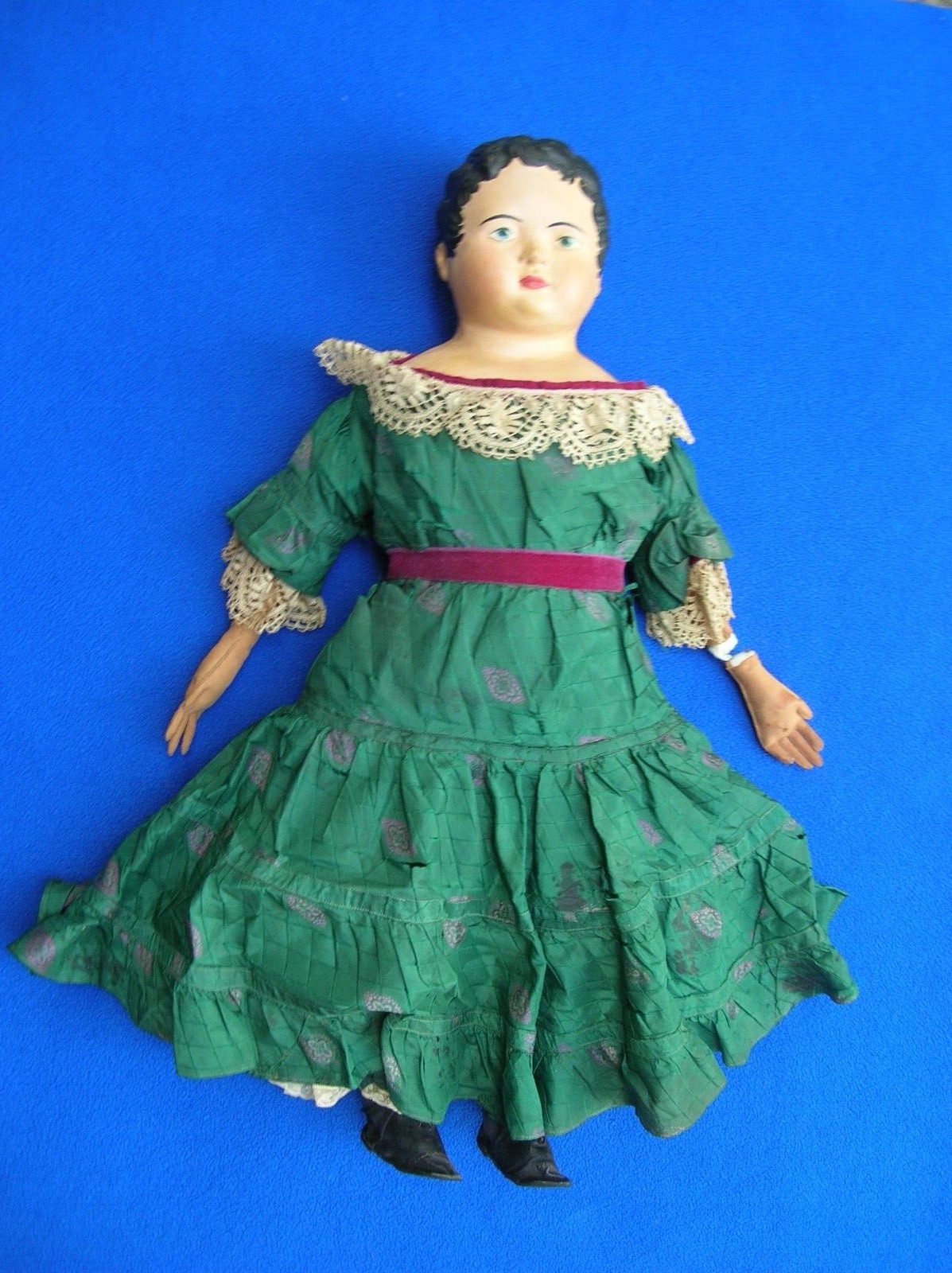 Stunning Original Antique 1800's Greiner Paper Mache Doll 27" Nice NL