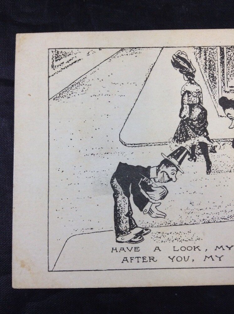 Comic Postcard Risque Humor Private Mailing Card Vintage Early 1900s B&W Drawing