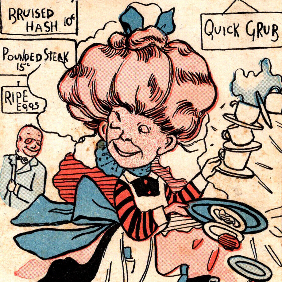 Vintage 1900s Beanery Bute Busy Cleaning Maid Comic Humor Funny Postcard