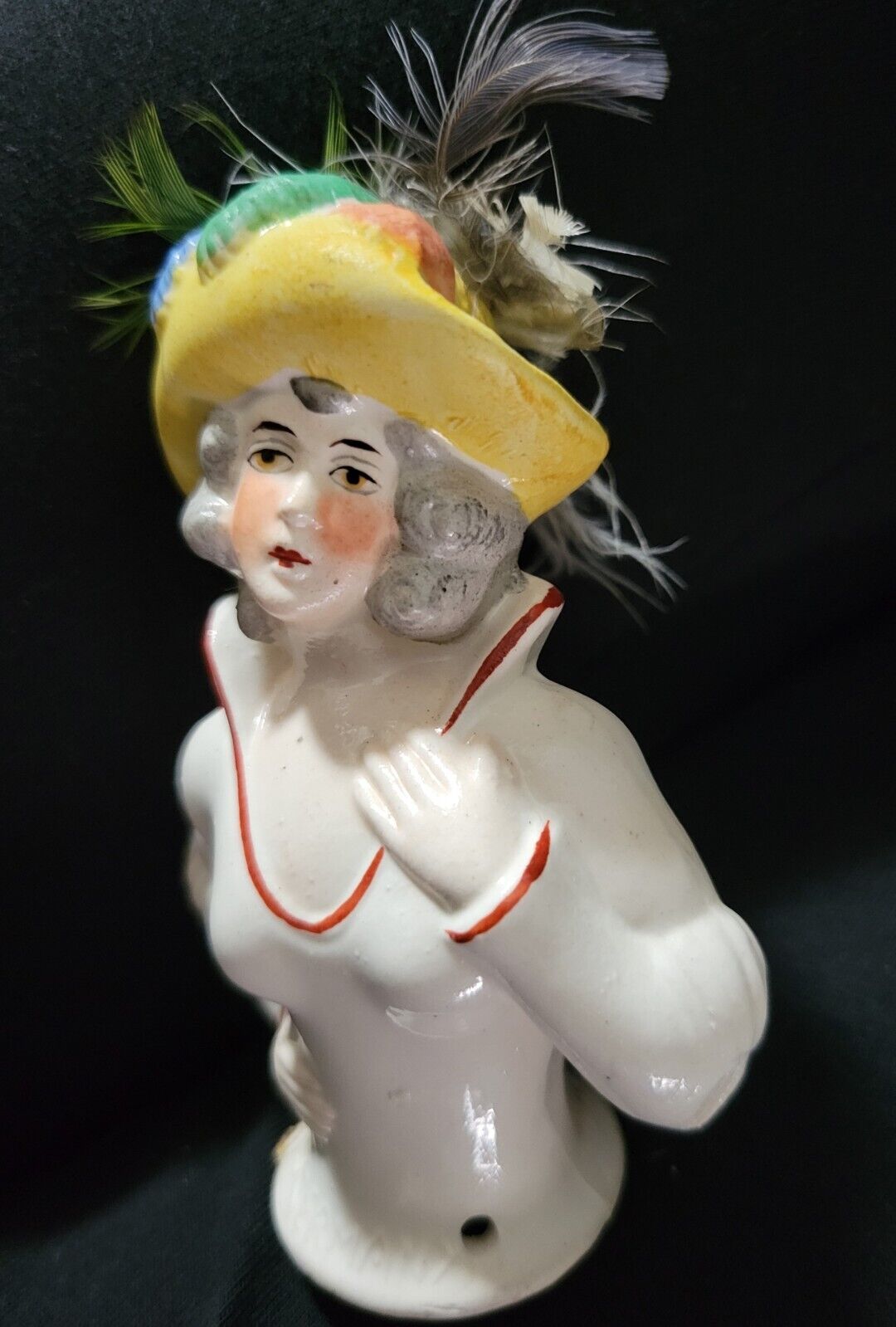 Unique Vintage Glazed Ceramic Half-Doll Germany #HD-01012007EE