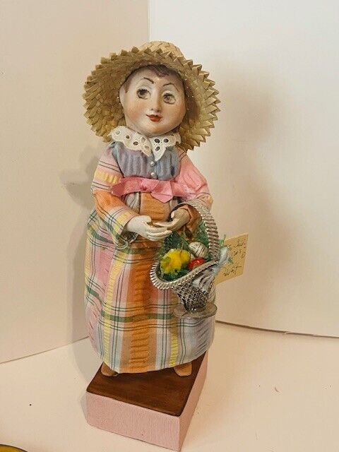 Filis Coit Signed Art Doll Vtg Colorado Artist Figure Easter Child 1700s Basket