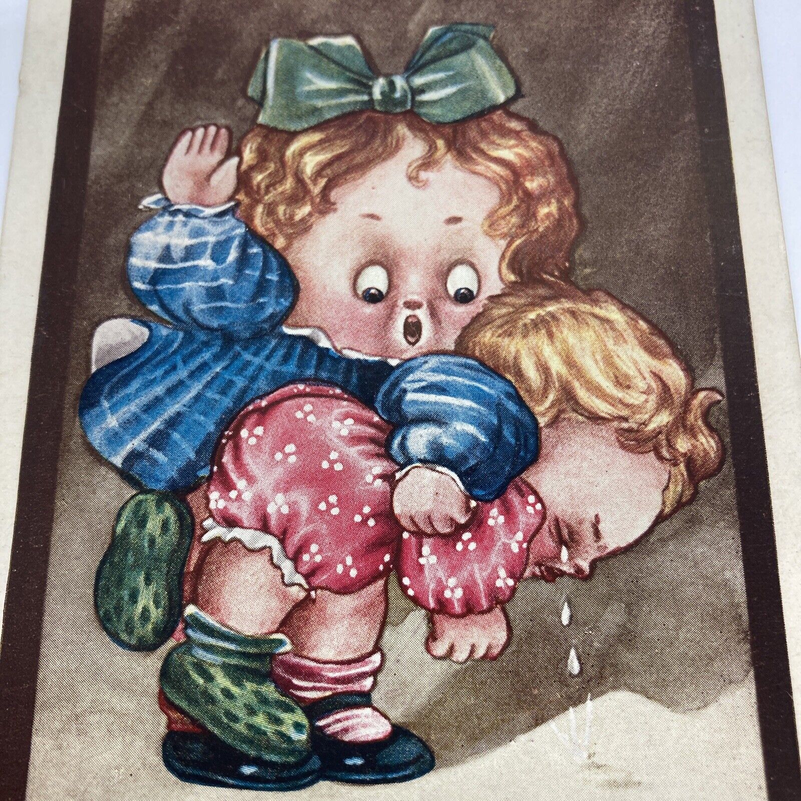 c1900’s Comic Postcard Now Will You Be Good Rare Posted 1913 Damaged As Is