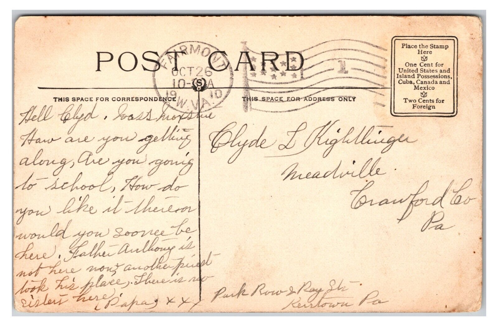 Antique Early 1900s "The Male Flirt" Funny Man Comic Postcard (Posted 1910)