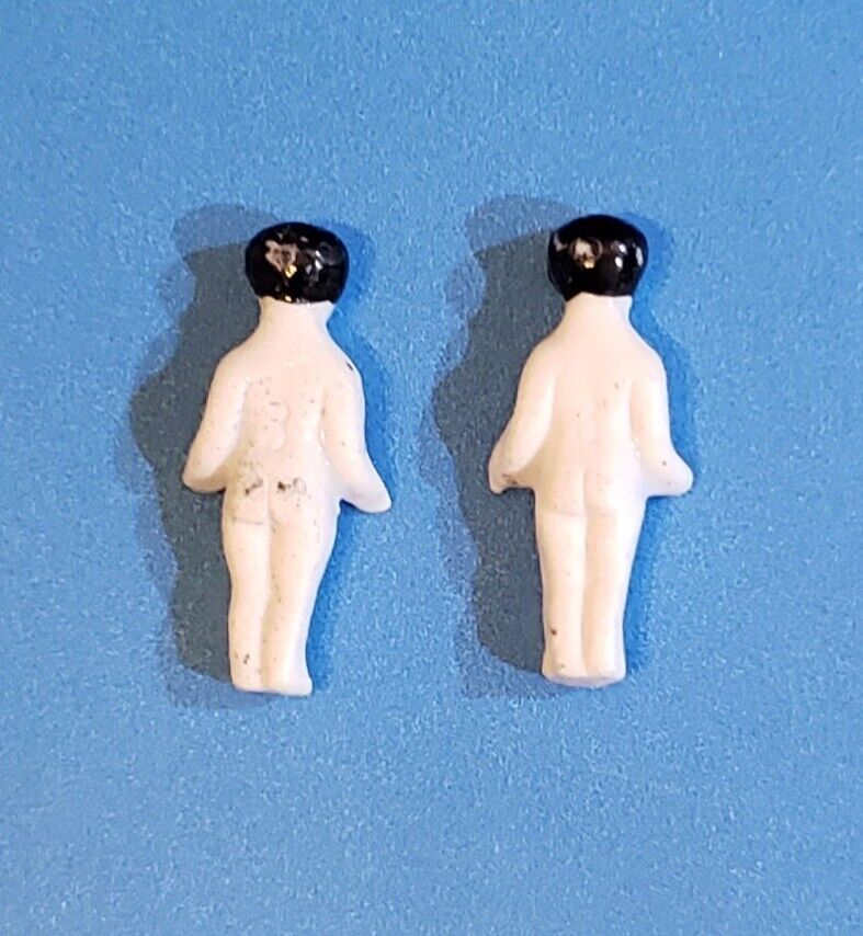 ANTIQUE 1800's GERMANY MINIATURE CHINA FROZEN CHARLOTTE 1.5" boy, girl DOLLs