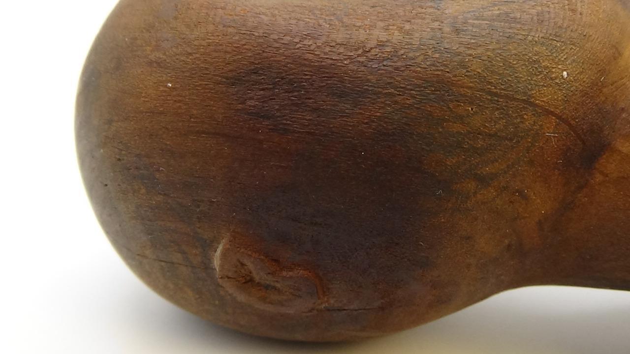 Primitive Carved Wood Effigy Man Doll 1800s Figure Metal Eyes Rare Folk Art L@@K