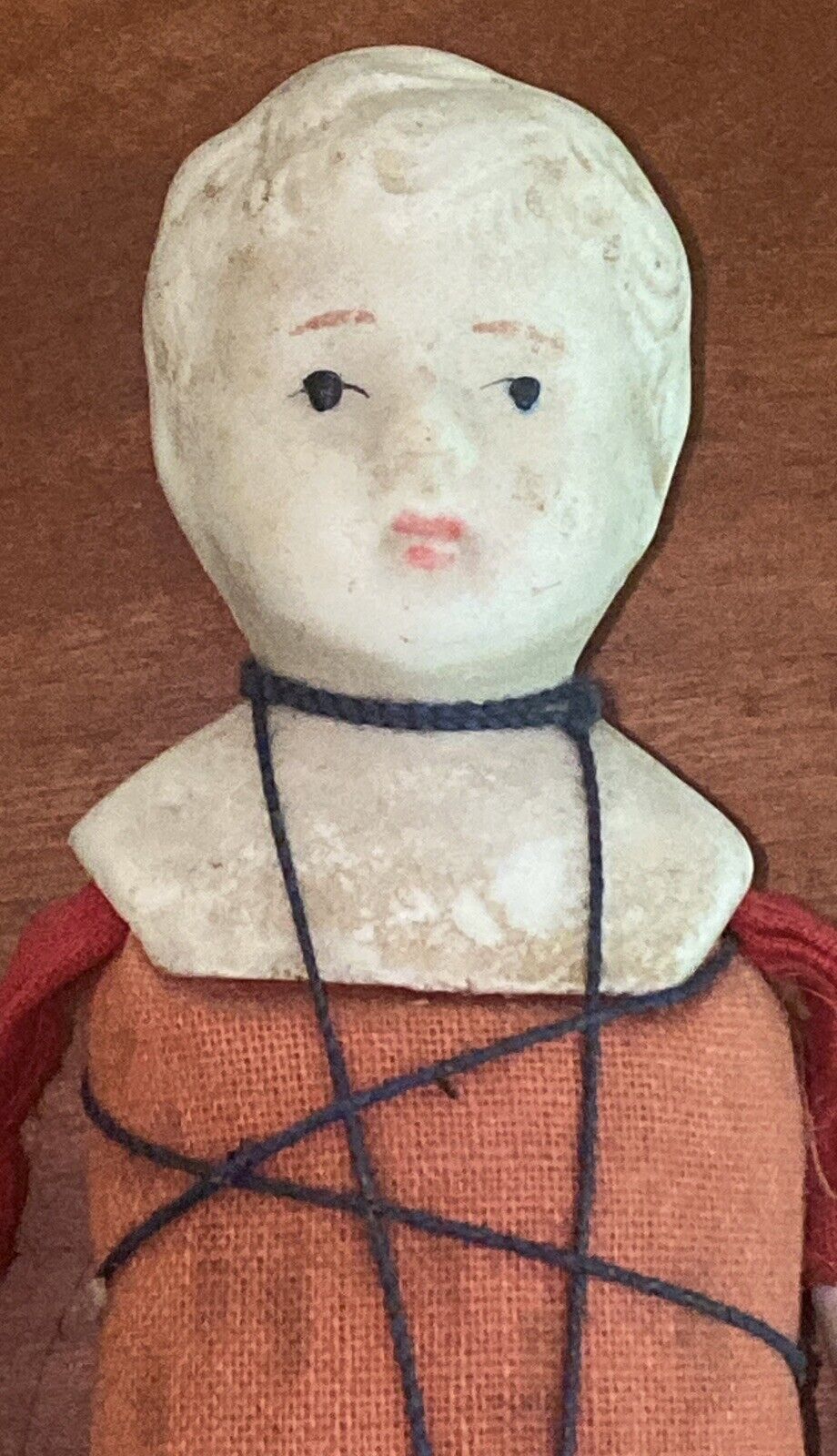 Late 1800's German Boy Doll 7.5 Inch Porcelain Head & Legs Composition Body