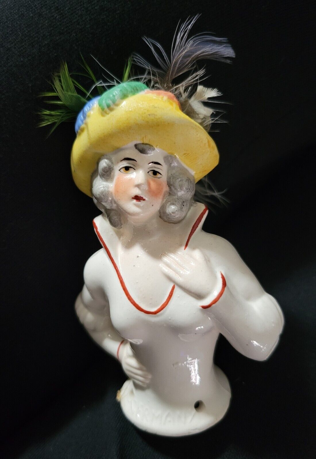 Unique Vintage Glazed Ceramic Half-Doll Germany #HD-01012007EE