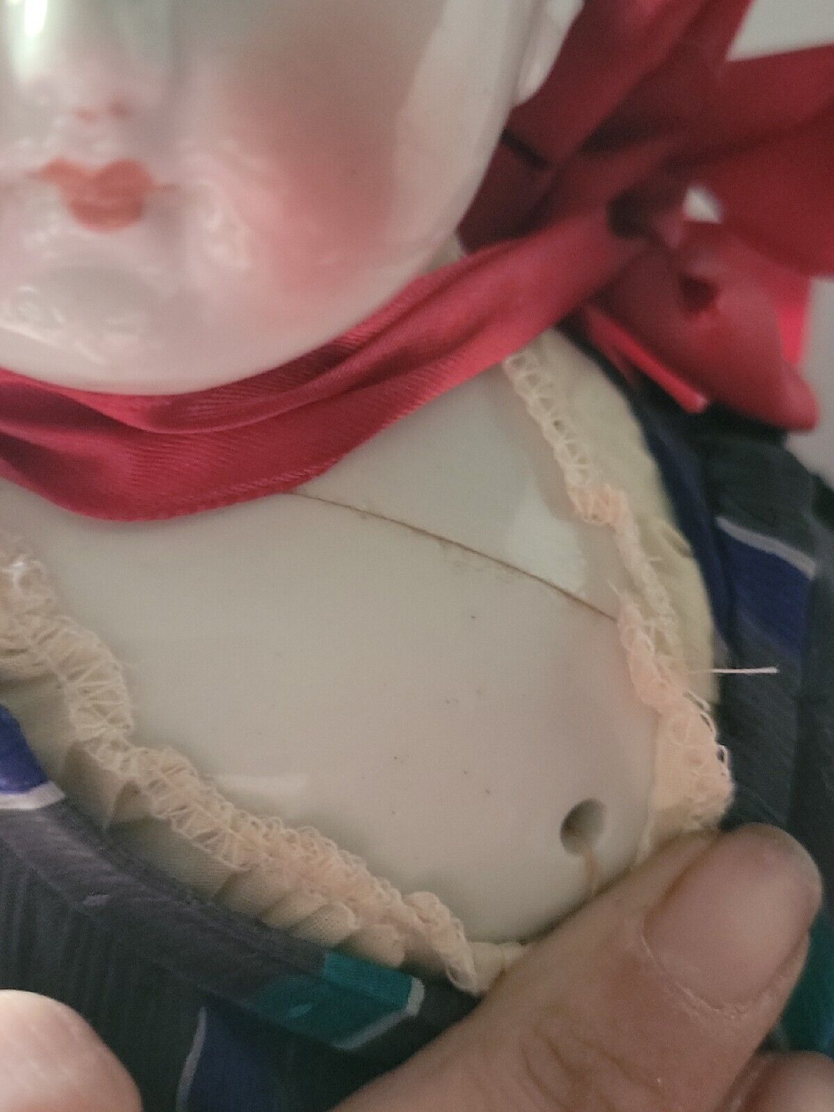 Antique China Head Doll German Cloth Body Dressed Little Red Riding Hood 1800's