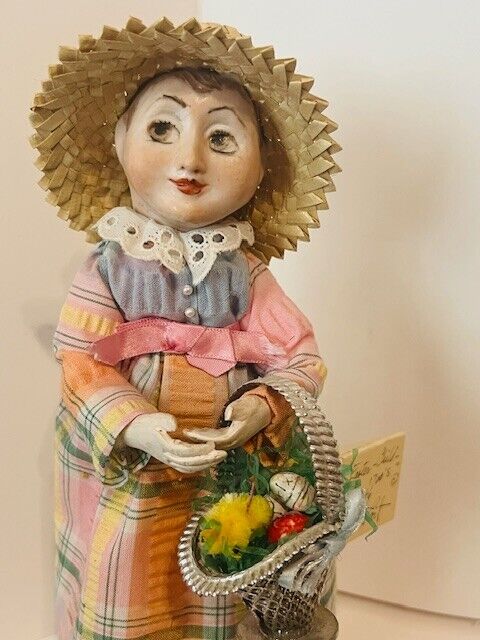 Filis Coit Signed Art Doll Vtg Colorado Artist Figure Easter Child 1700s Basket