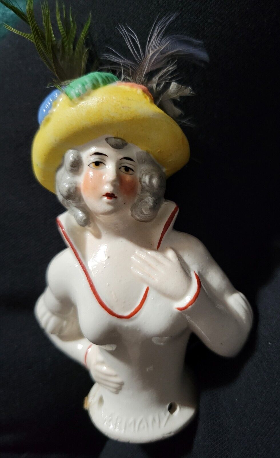 Unique Vintage Glazed Ceramic Half-Doll Germany #HD-01012007EE