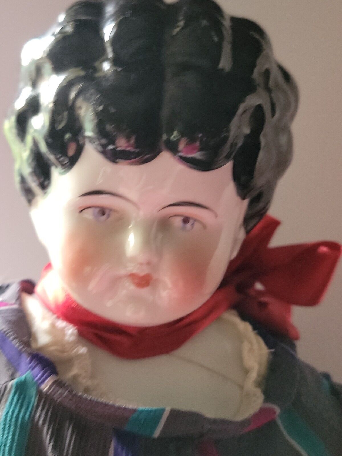 Antique China Head Doll German Cloth Body Dressed Little Red Riding Hood 1800's