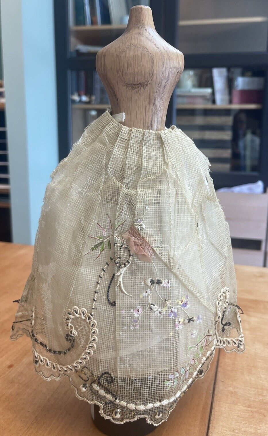 18thc Style Antique Doll Hand and Machine Made Two Dress with Bodice & Skirt