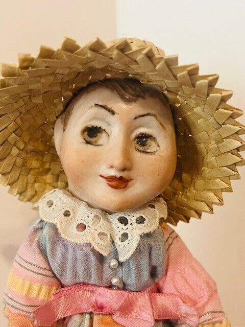 Filis Coit Signed Art Doll Vtg Colorado Artist Figure Easter Child 1700s Basket