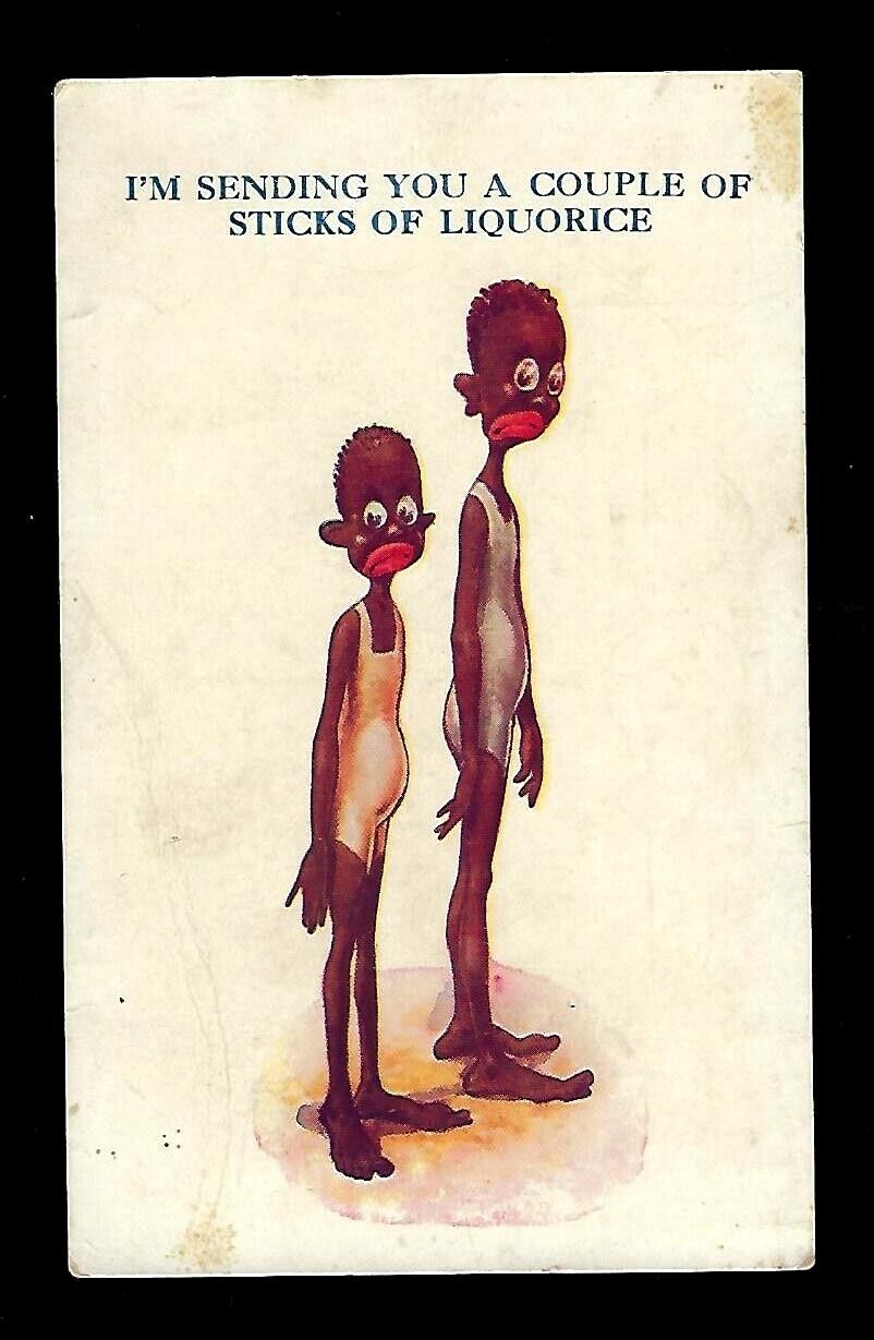 Early 1900's Bamforth Comics Postcard Humor 2 Boys Thin as Sticks