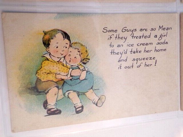 4 Vintage Early 1900s Comic Postcards,  2 Posted
