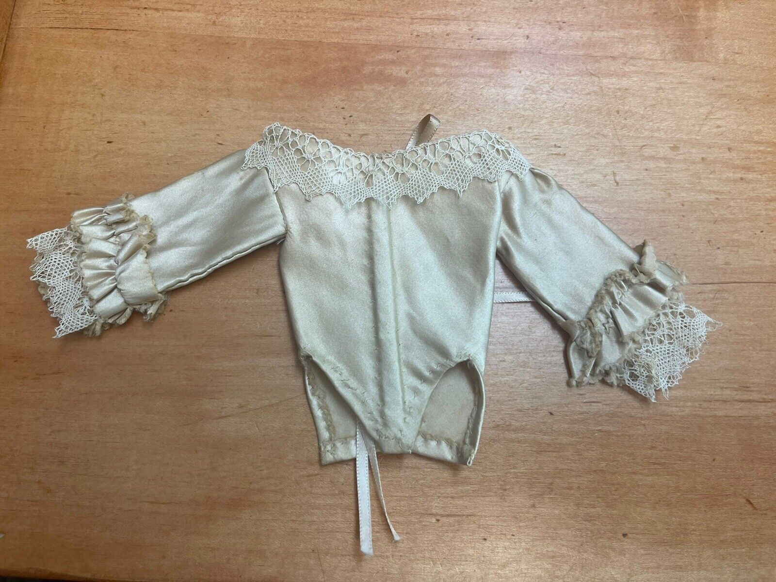 18thc Style Antique Doll Hand and Machine Made Two Dress with Bodice & Skirt