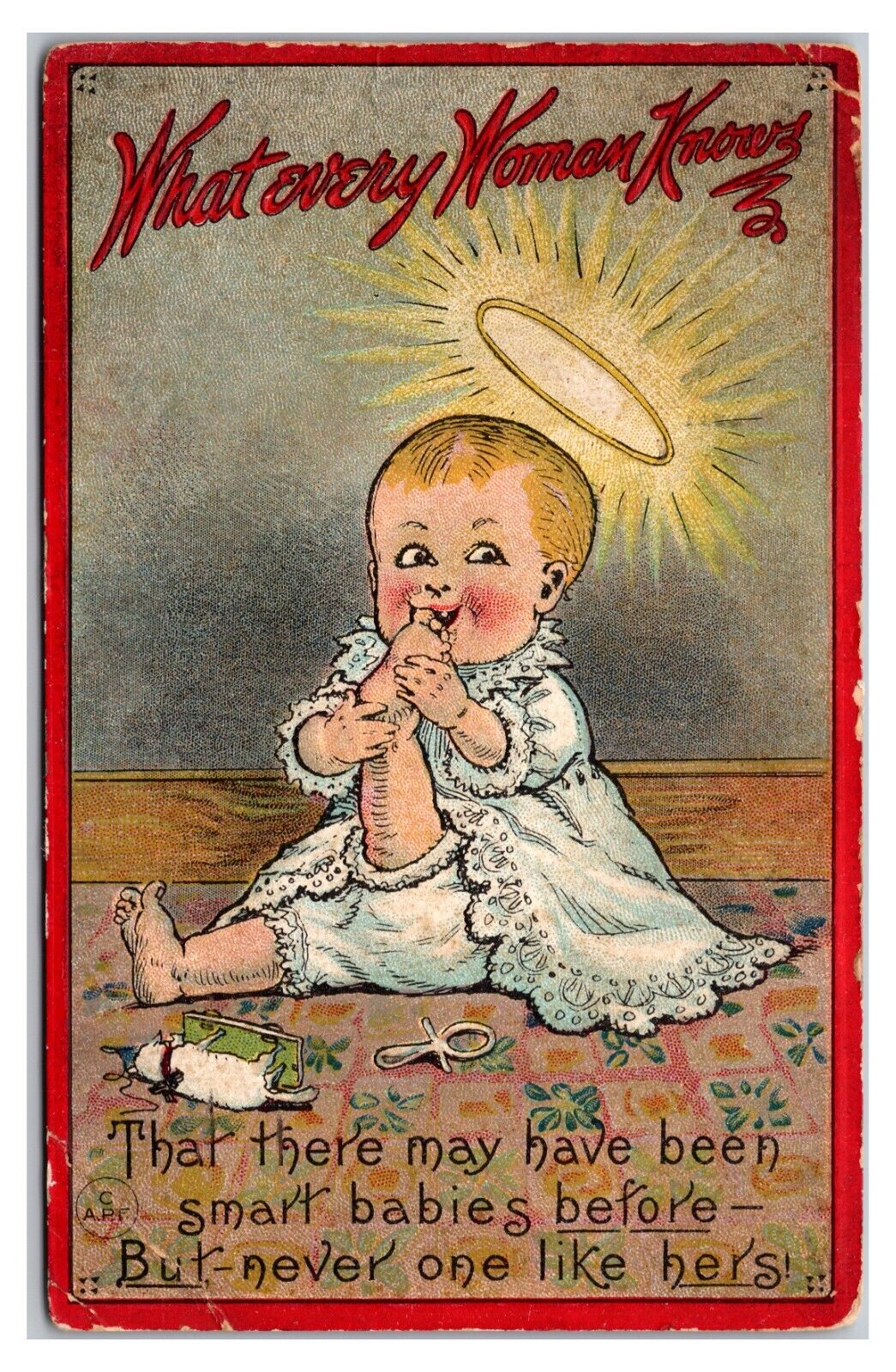 Early 1900s "What Every Women Knows" Funny Baby Comic Postcard (Posted 1910)