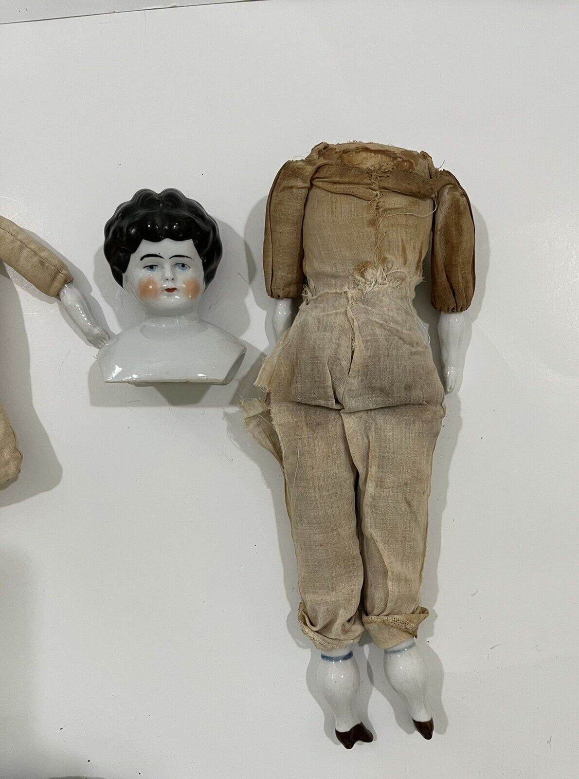 Antique German China Head Dolls 1800’s ( 14” & 7 1/2” ) Approx 