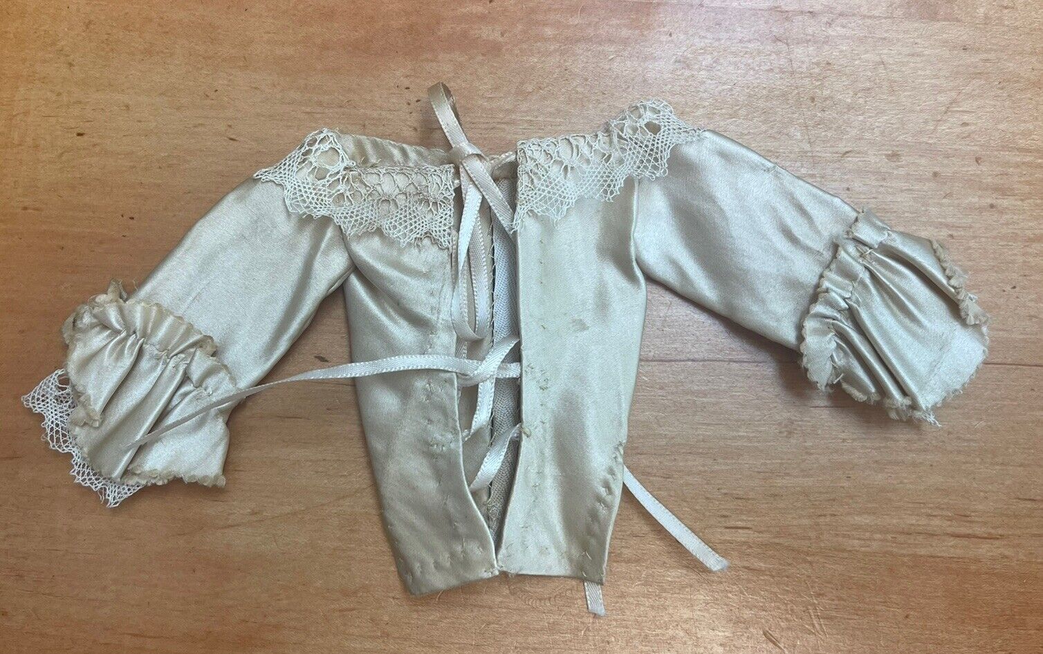 18thc Style Antique Doll Hand and Machine Made Two Dress with Bodice & Skirt