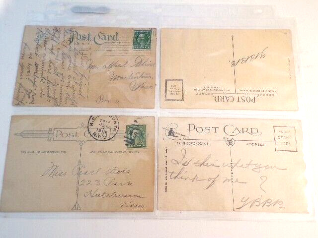 4 Vintage Early 1900s Comic Postcards,  2 Posted