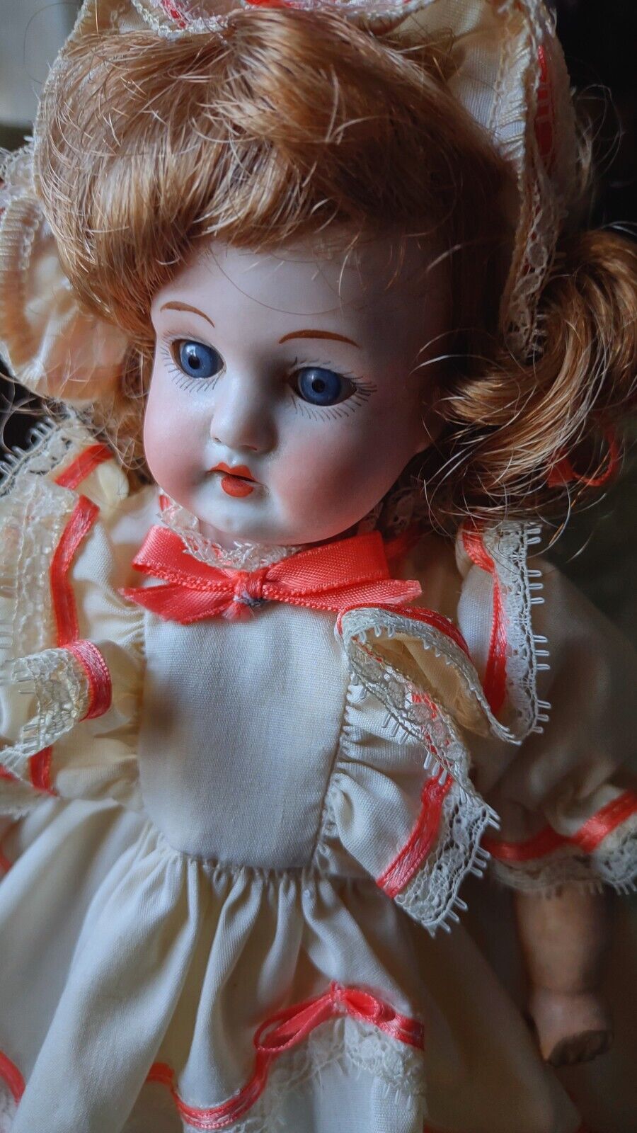 10 Inch Antique Doll Blue Sleep Eyes 1800's