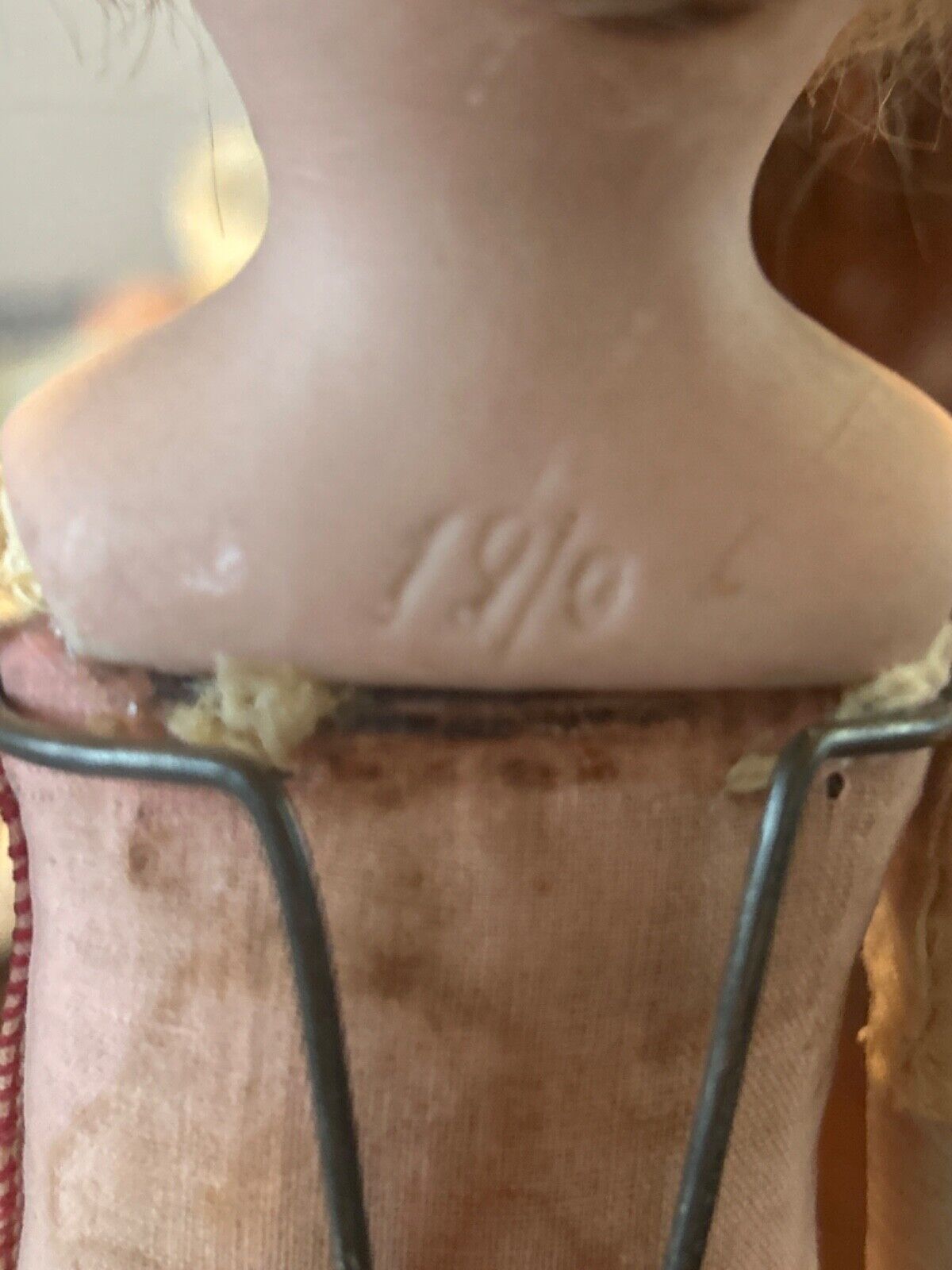 Antique Bisque German 1800's doll, 12" three rolled braids