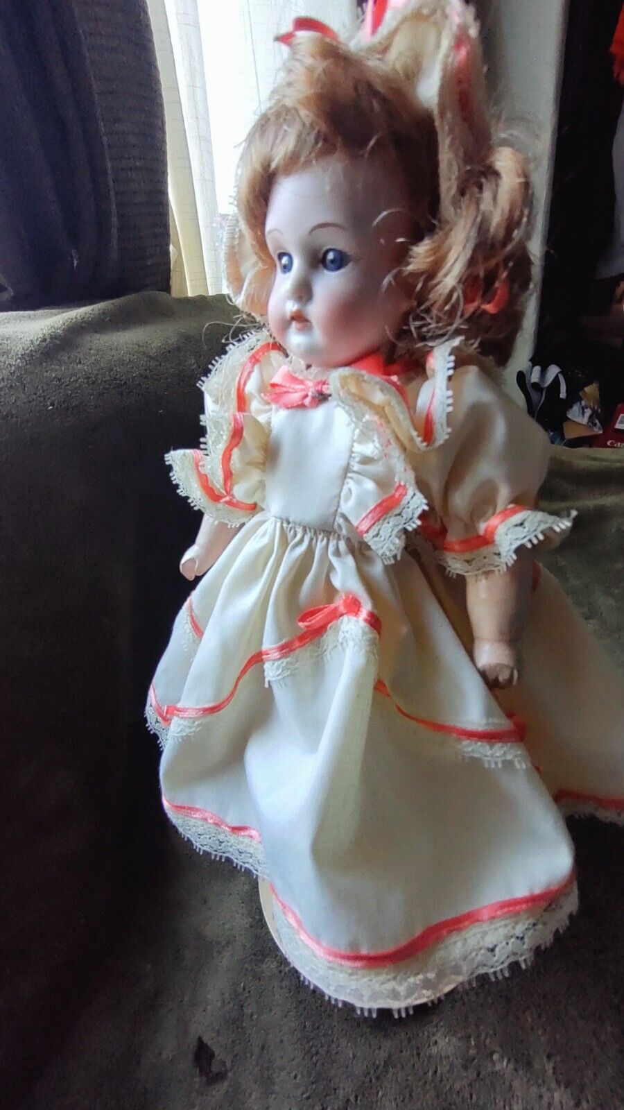 10 Inch Antique Doll Blue Sleep Eyes 1800's