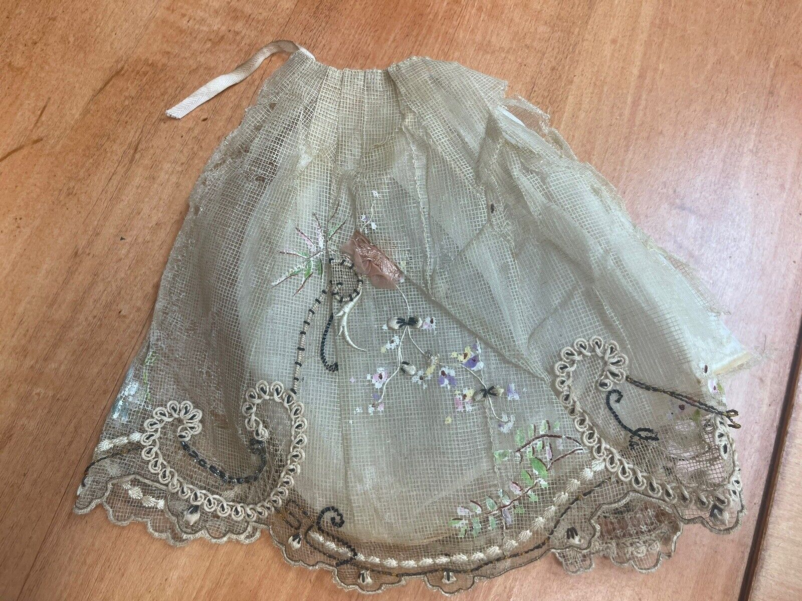 18thc Style Antique Doll Hand and Machine Made Two Dress with Bodice & Skirt