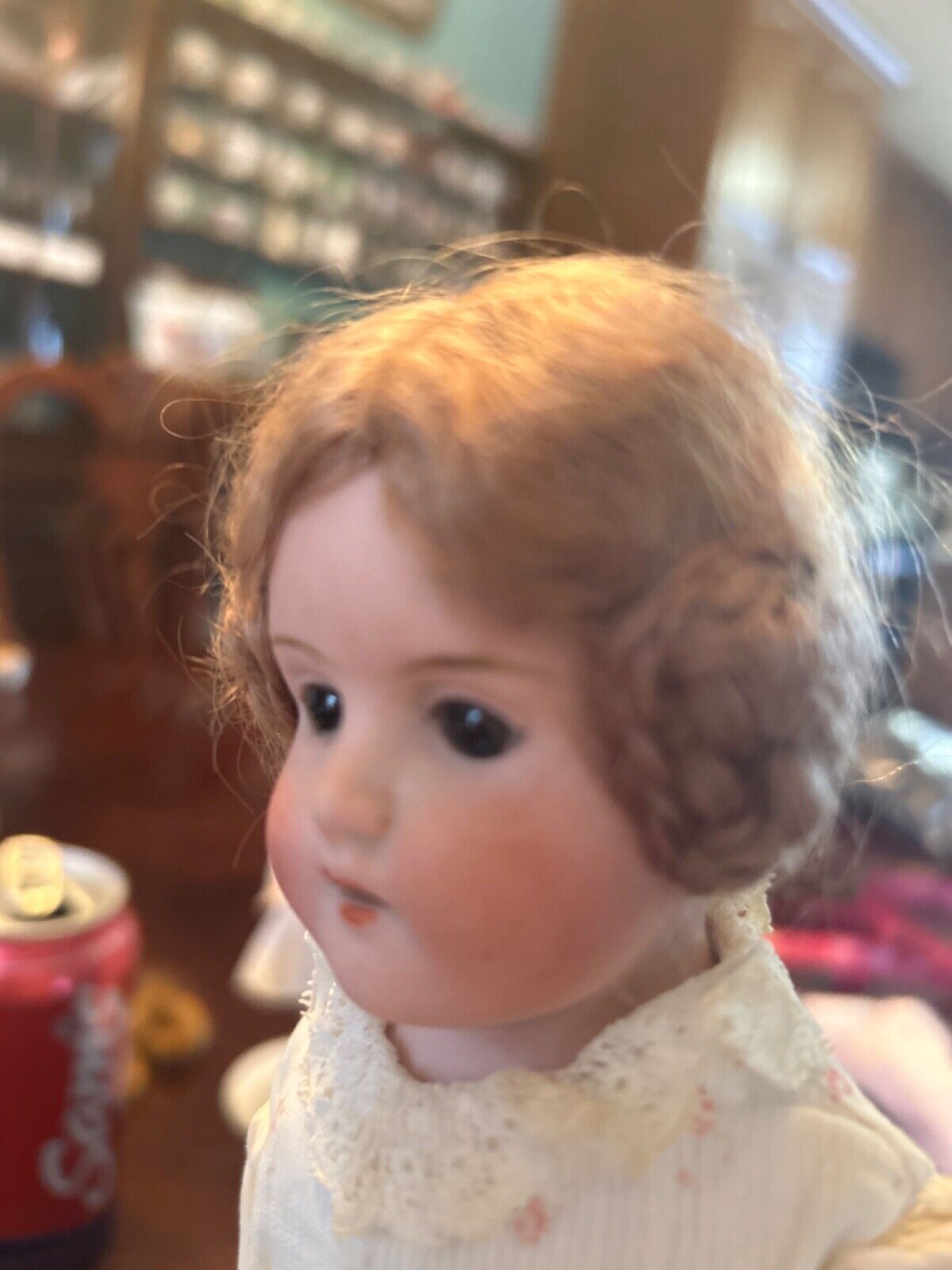 Antique Bisque German 1800's doll, 12" three rolled braids