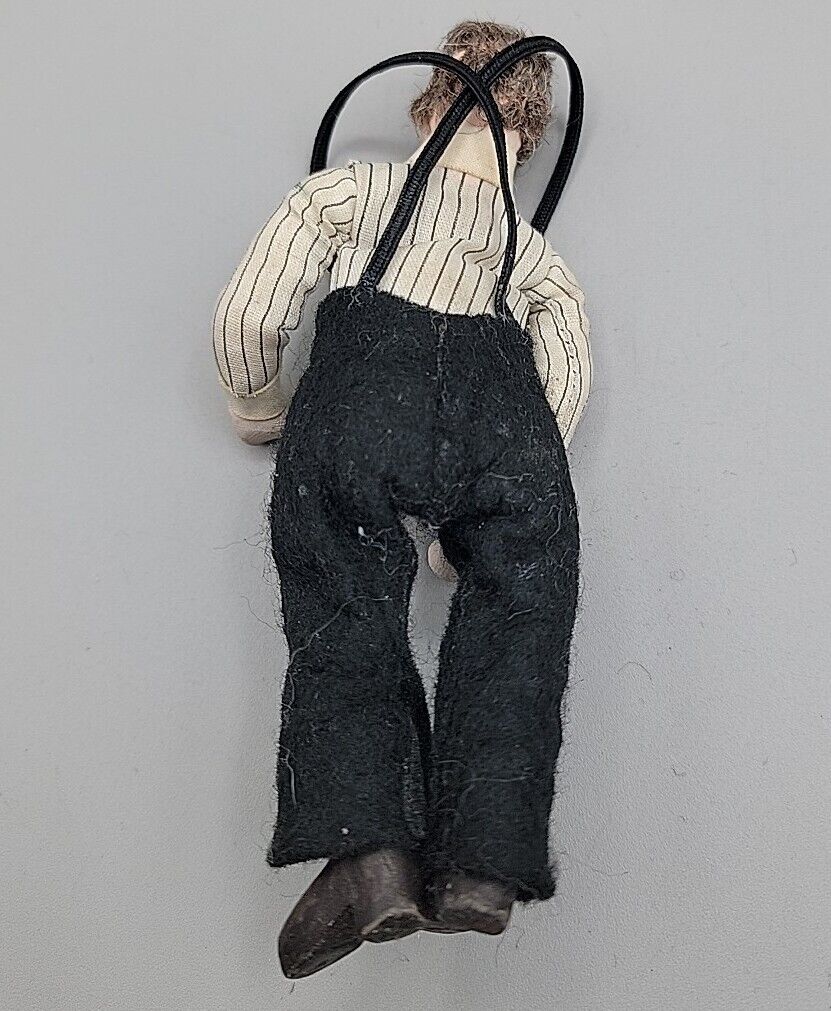 Antique French Late 1800s Paper Mache  Folk Art Dolls Real Hair Handmade 6" Pair