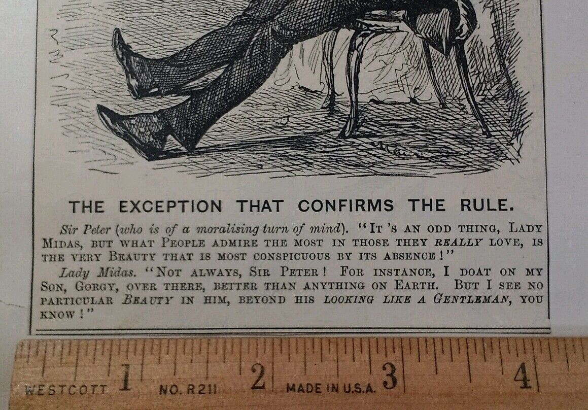 1800s Antique Illustration Print Original Rare VHTF Punch Fashion Beauty Gent UK