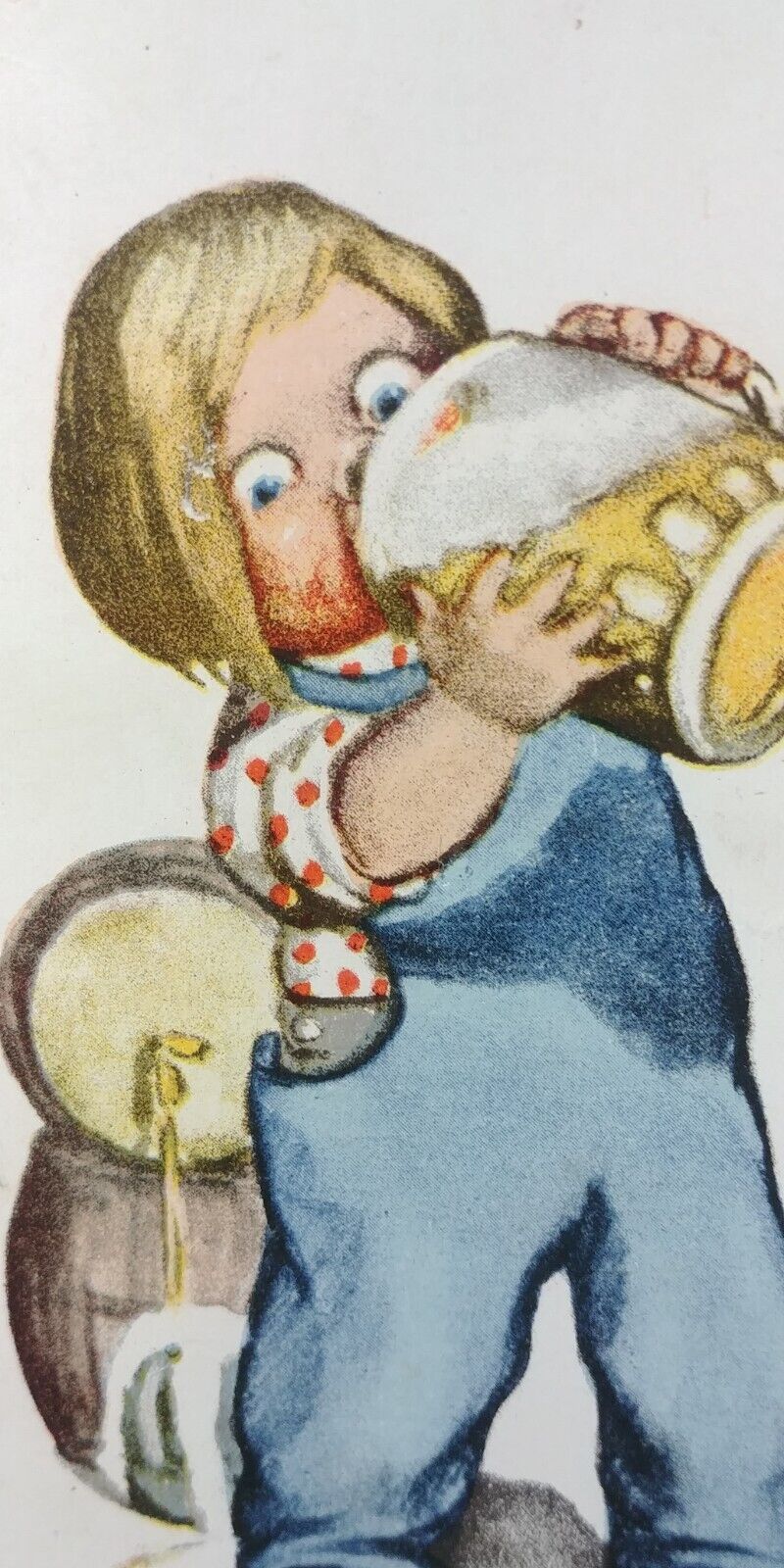 1900s St Louis Keg Beer Stein Dutch Boy Gassaway Comic Antique Postcard T27